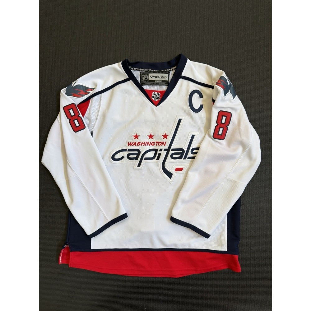 Alex Ovechkin # 8 Washington Capitals NHL Reebok Hockey Jersey Sz XL White